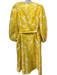Ann Mashburn Size M Yellow & White Cotton Abstract Print Half Sleeve Wrap Dress Yellow & White / M