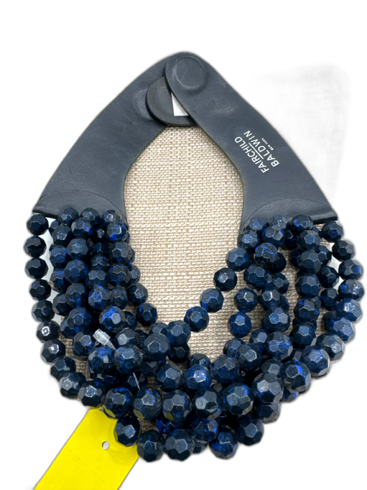 Fairchild Baldwin Black & Blue Leather Beaded Necklace Black & Blue