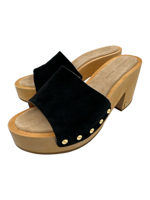Veronica Beard Shoe Size 7 Beige & Black Suede Wood Sole Open Toe Sandals Beige & Black / 7