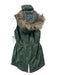 Athleta Size XXS Green Nylon & Cotton Zip Front Pocket Fur Hood Vest Green / XXS