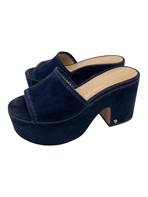 Veronica Beard Shoe Size 7 Navy Blue Suede Platform Open Toe Block Heel Sandals Navy Blue / 7