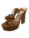 Veronica Beard Shoe Size 7 Brown Suede Square Toe Platform Block Heel Sandals Brown / 7