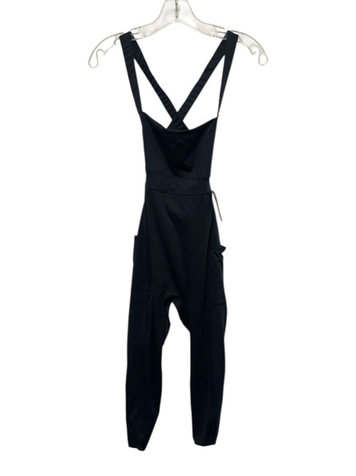 FP Movement Size XS Black Polyester Blend Square Neck Side Pockets Jumpsuit Black / XS