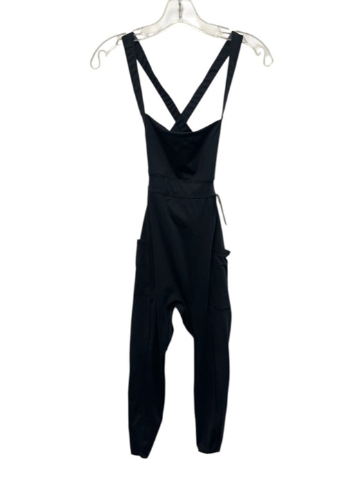FP Movement Size XS Black Polyester Blend Square Neck Side Pockets Jumpsuit Black / XS