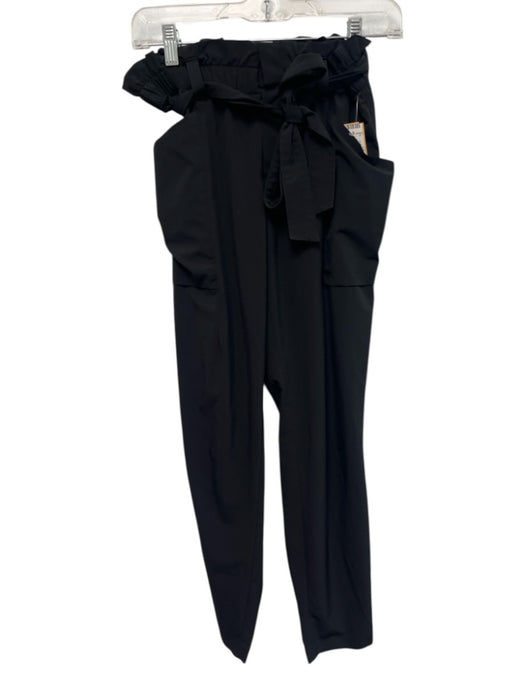 Athleta Size 2 Black Polyester Blend Paperbag Waist Slim Straight Pants Black / 2