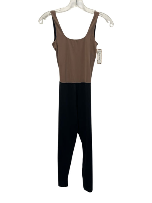 Varley Size XS Taupe & Black Polyester Blend Colorblock Scoop neck Jumpsuit Taupe & Black / XS