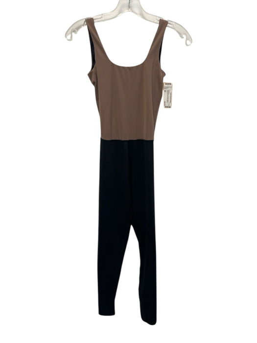 Varley Size XS Taupe & Black Polyester Blend Colorblock Scoop neck Jumpsuit Taupe & Black / XS