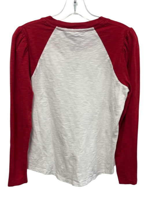 Veronica Beard Size XS Red & White Pima Cotton Raglan Puff Shoulder Top Red & White / XS