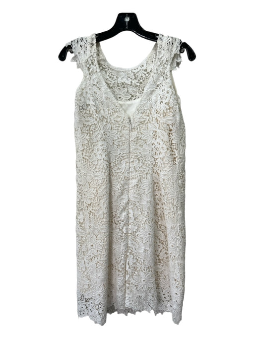 Amy Kuschel Size Small Cream Polyester Crochet Overlay Floral Wide Neck Dress Cream / Small