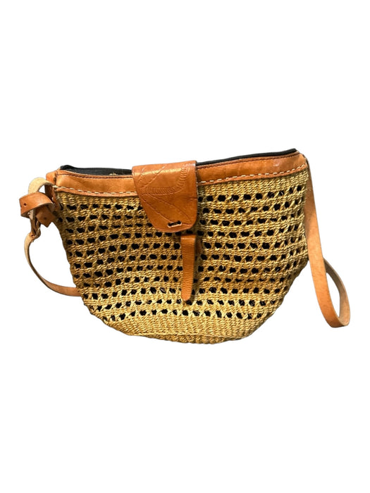 Tan & brown Straw Leather Zip Close Bag Tan & brown / M
