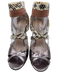 Jimmy Choo Shoe Size 39 Beige, Brown, Silver Leather & Suede Embossed Sandals Beige, Brown, Silver / 39