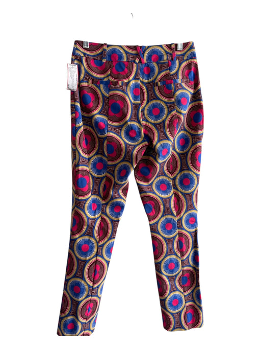 Anthropologie Size 6 Maroon & Multi Cotton Blend Mid Rise Floral Print Pants Maroon & Multi / 6