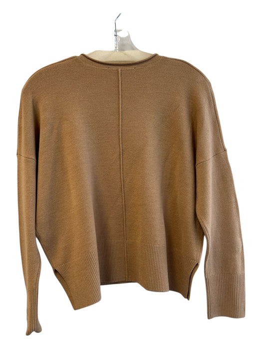 French Connection Size Small Coffee Acrylic Blend V Neck Ribbed Detail Top Coffee / Small