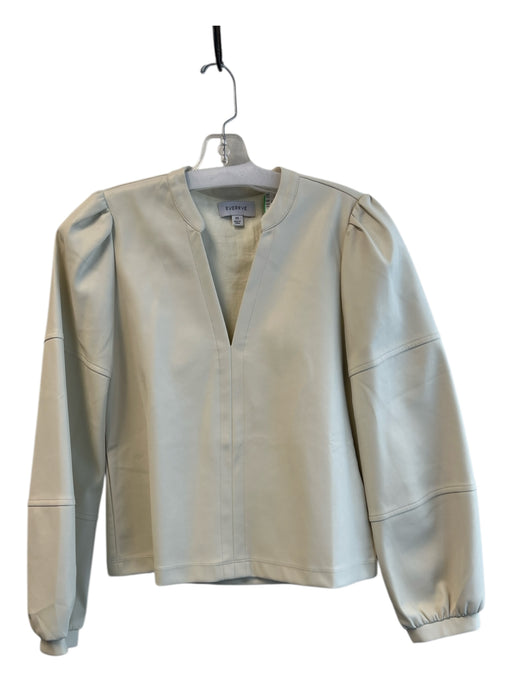 Evereve Size XS Ivory Polyester round split neck Long Sleeve Seam Detail Top Ivory / XS