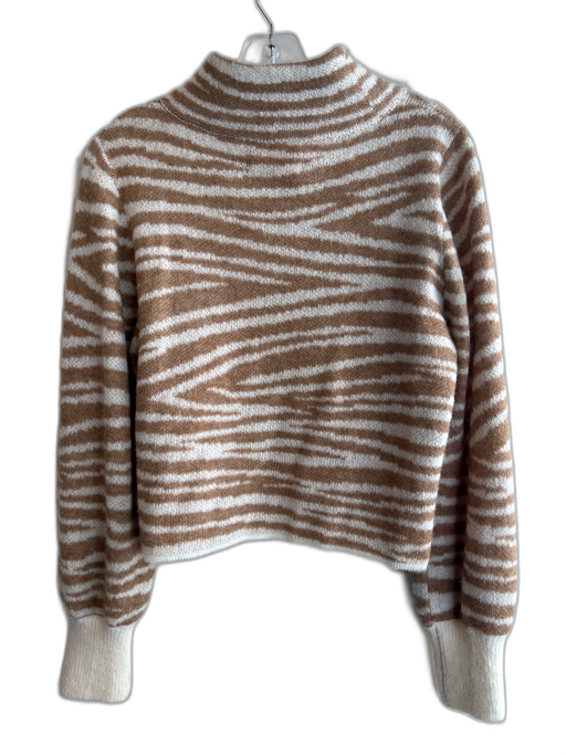Eleven Six Size XS/S Latte Wool & Alpaca Mock Neck Zebra Stripe Sweater Latte / XS/S