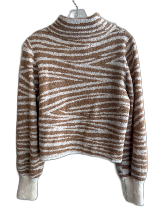Eleven Six Size XS/S Latte Wool & Alpaca Mock Neck Zebra Stripe Sweater Latte / XS/S