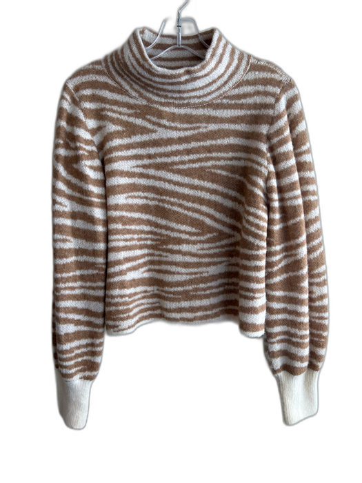 Eleven Six Size XS/S Latte Wool & Alpaca Mock Neck Zebra Stripe Sweater Latte / XS/S