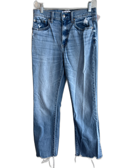 DAZE Size 27 Light Wash Cotton Blend High Rise Zip Fly Raw Hem Flare Leg Jeans Light Wash / 27