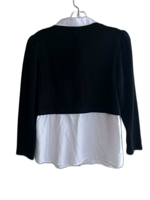Drew Size S Black & White Polyester Blend Cotton Collared Faux Layers Top Black & White / S