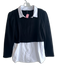 Drew Size S Black & White Polyester Blend Cotton Collared Faux Layers Top Black & White / S
