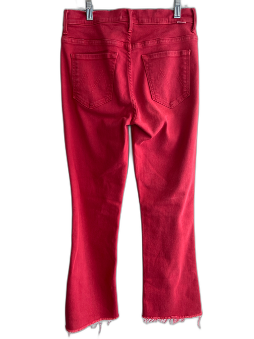 Mother Size 28 Red Cotton High Rise Zip Fly 5 Pocket Flare Jeans Red / 28