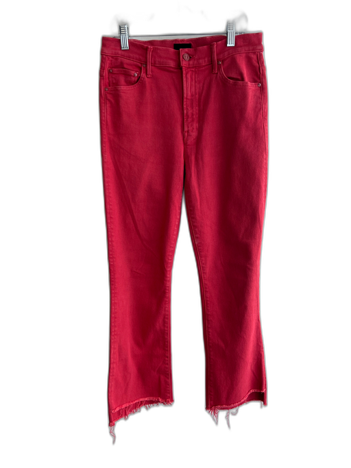 Mother Size 28 Red Cotton High Rise Zip Fly 5 Pocket Flare Jeans Red / 28