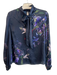 Ted Baker Size 1 Black & Multi Polyester Key Hole Back Floral Pussy Bow Top Black & Multi / 1