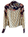 Farm Rio Size XS Beige & Multi 100% Cotton Long Sleeve Floral Collared Top Beige & Multi / XS
