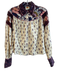 Farm Rio Size XS Beige & Multi 100% Cotton Long Sleeve Floral Collared Top Beige & Multi / XS
