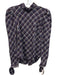 Veronica Beard Size 0 Purple, Blue, White Cotton Blend Puff Shoulder Plaid Top Purple, Blue, White / 0