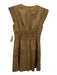 Current Air Size XS Tan Polyester Blend Pleated V Neck Drawstring Waist Dress Tan / XS