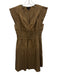 Current Air Size XS Tan Polyester Blend Pleated V Neck Drawstring Waist Dress Tan / XS