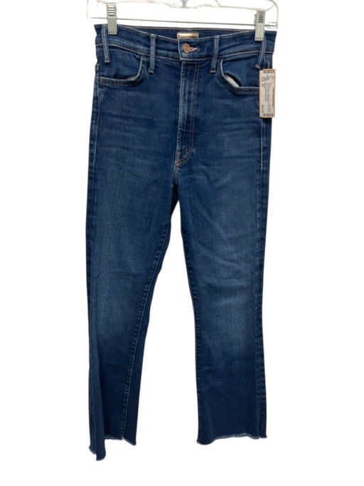 Mother Size 26 Indigo Wash Cotton Blend Frayed Hem Slim Fit Ankle Jeans Indigo Wash / 26