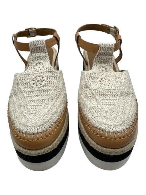 Free People Shoe Size 8.5 Cream, Black, white textile upper Foam Sole Sandals Cream, Black, white / 8.5