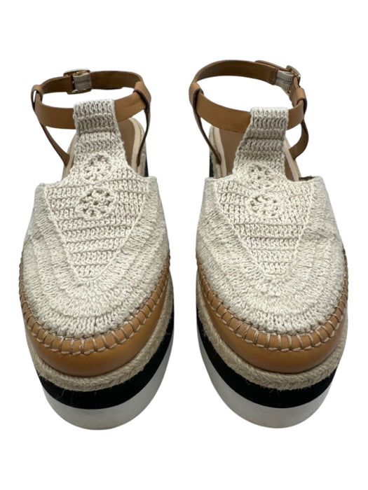 Free People Shoe Size 8.5 Cream, Black, white textile upper Foam Sole Sandals Cream, Black, white / 8.5
