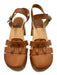 Hasbeens Shoe Size 39 Cognac Brown Leather Upper Wooden Sole fisherman Sandals Cognac Brown / 39