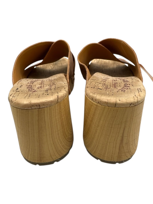 Kork-Ease Shoe Size 8 Brown Leather Upper Criss Cross Wooden Sole Slide Sandals Brown / 8