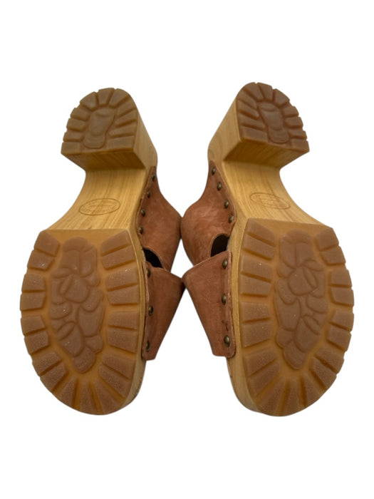 Kork-Ease Shoe Size 8 Brown Leather Upper Criss Cross Wooden Sole Slide Sandals Brown / 8