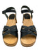 Hasbeens Shoe Size 39 Black Leather Upper Wooden Sole Criss Cross Sandals Black / 39