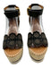 See By Chloe Shoe Size 39 Black, Beige, White Suede Upper Eyelet Floral Wedges Black, Beige, White / 39