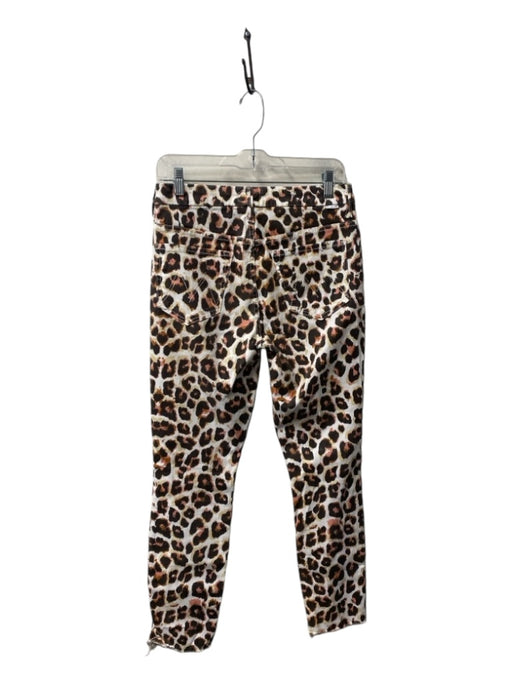 Mother Size 28 White & Brown Cotton Blend High Rise zip fly Cheetah Print Jeans White & Brown / 28