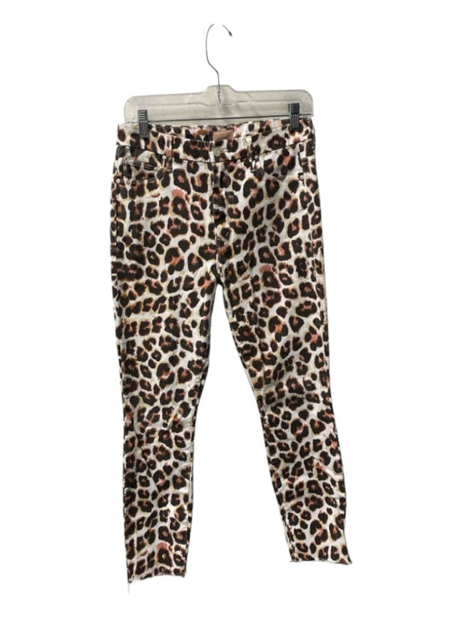 Mother Size 28 White & Brown Cotton Blend High Rise zip fly Cheetah Print Jeans White & Brown / 28