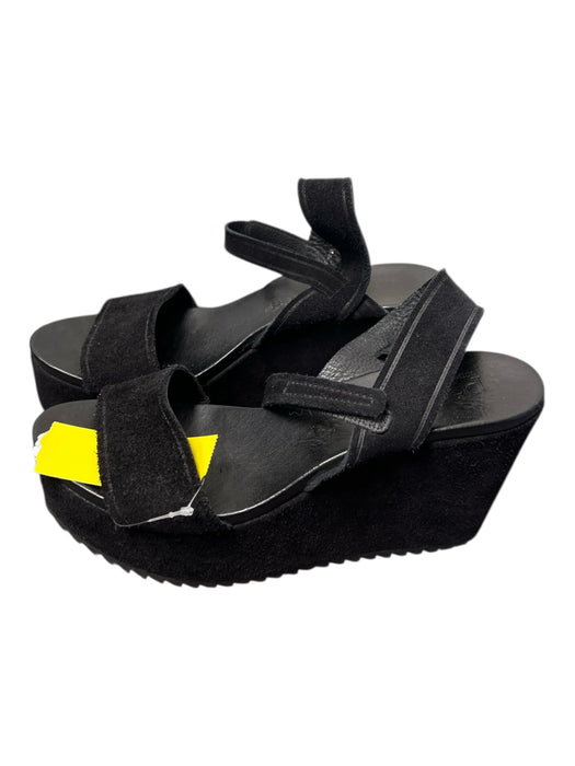 Pedro Garcia Shoe Size 39.5 Black Suede open toe Ankle Strap Velcro Shoes Black / 39.5