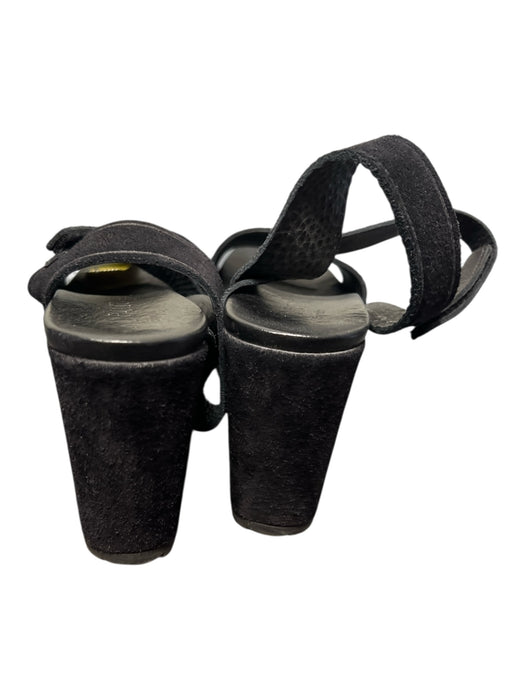 Pedro Garcia Shoe Size 39.5 Black Suede open toe Ankle Strap Velcro Shoes Black / 39.5