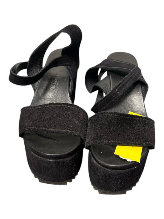 Pedro Garcia Shoe Size 39.5 Black Suede open toe Ankle Strap Velcro Shoes Black / 39.5