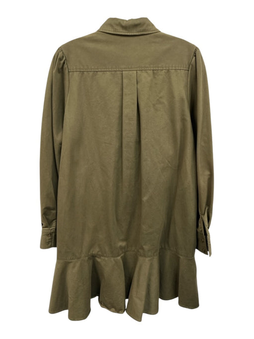 Tuckernuck Size Medium Olive Green Long Sleeve Half Button Scalloped Dress Olive Green / Medium