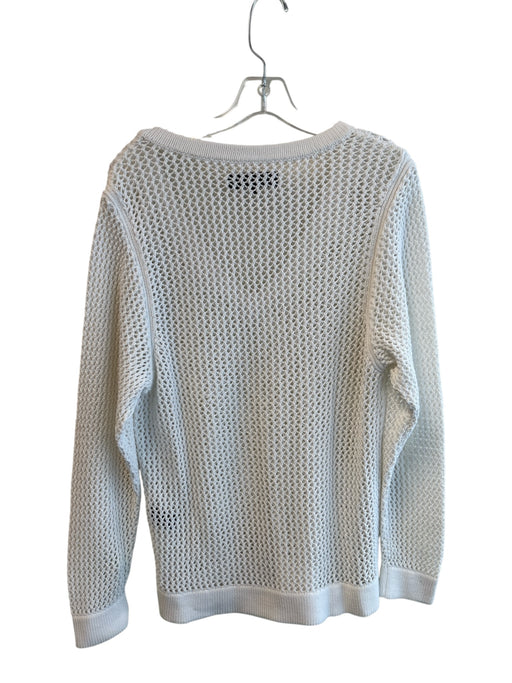 Rag & Bone Size Medium White Cotton V Neck Long Sleeve Open Knit Top White / Medium