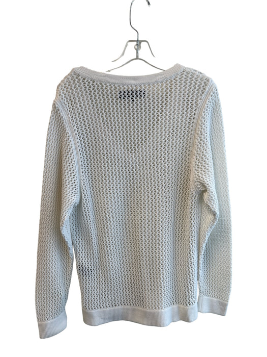 Rag & Bone Size Medium White Cotton V Neck Long Sleeve Open Knit Top White / Medium