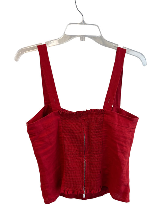 Quince Size Medium Red Linen Sleeveless stretch back panel Back Zip Top Red / Medium