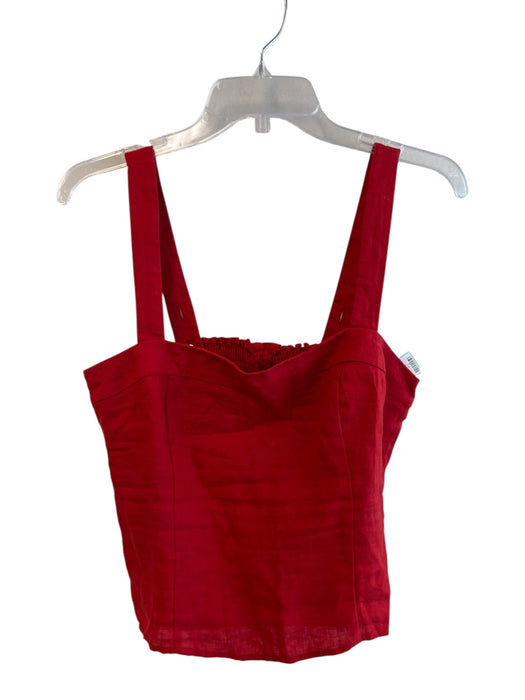Quince Size Medium Red Linen Sleeveless stretch back panel Back Zip Top Red / Medium